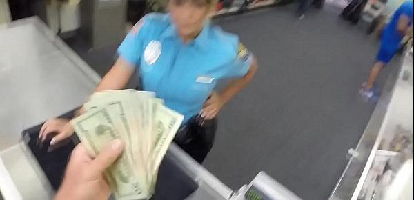  Latina pawnshop cop doggystyled after blowjob